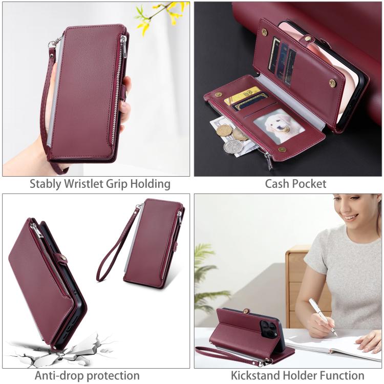 For Honor 400 Lite Global Leather Stitching Multi-card Slot Zipper Phone Case