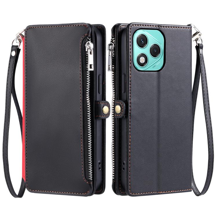 For Honor 400 Lite Global Leather Stitching Multi-card Slot Zipper Phone Case