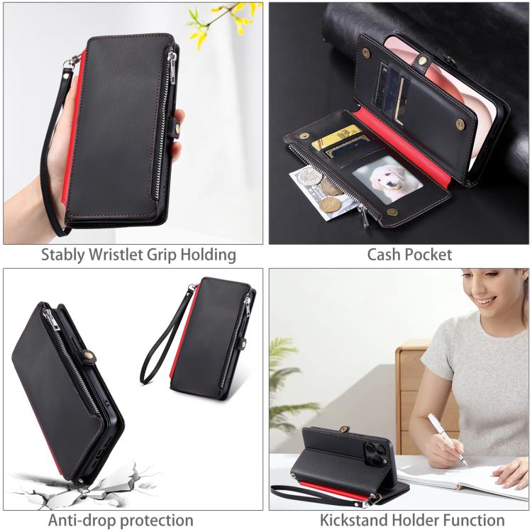 For Honor 400 Lite Global Leather Stitching Multi-card Slot Zipper Phone Case