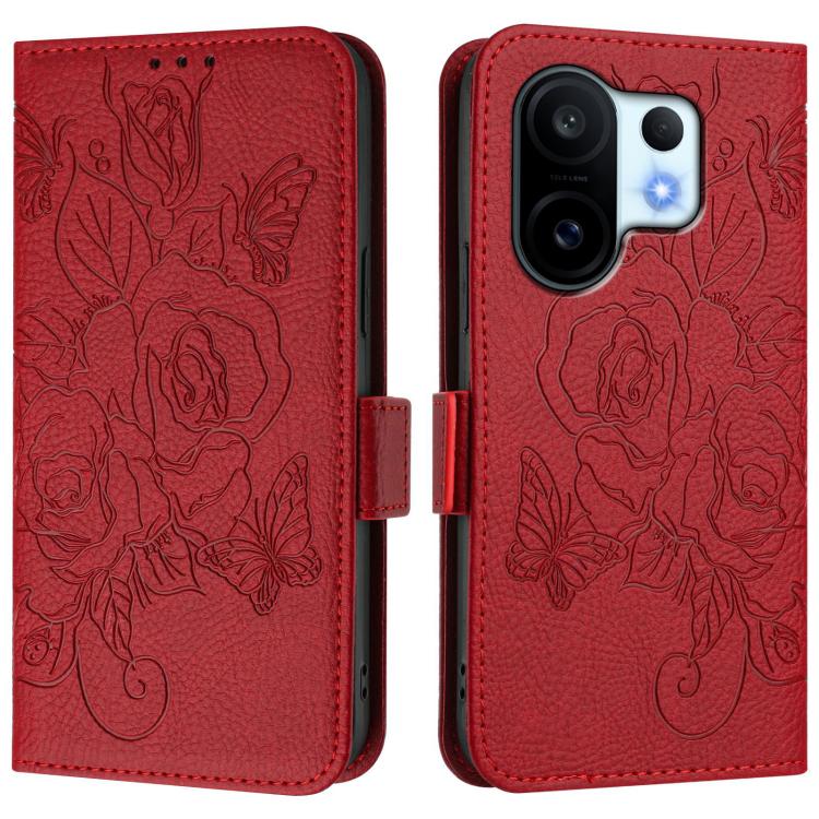 For vivo S30 Pro mini Embossed Rose RFID Anti-theft Leather Phone Case