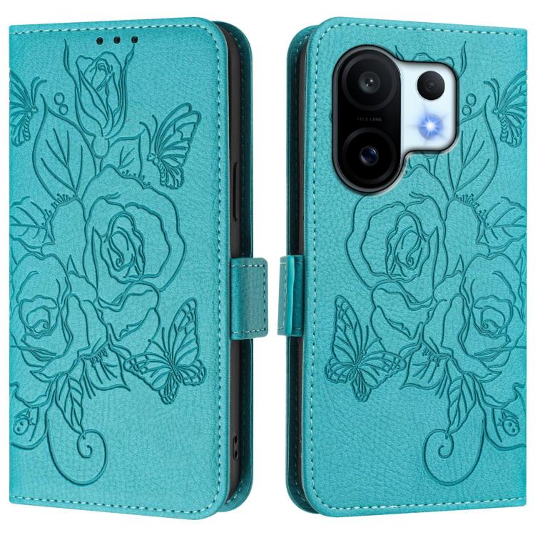 For vivo S30 Pro mini Embossed Rose RFID Anti-theft Leather Phone Case