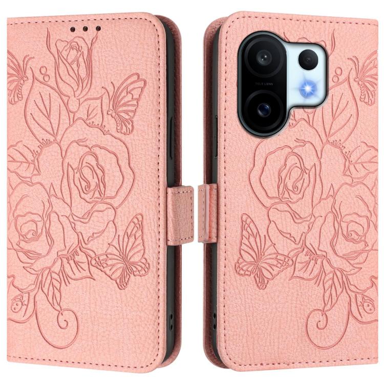 For vivo S30 Pro mini Embossed Rose RFID Anti-theft Leather Phone Case