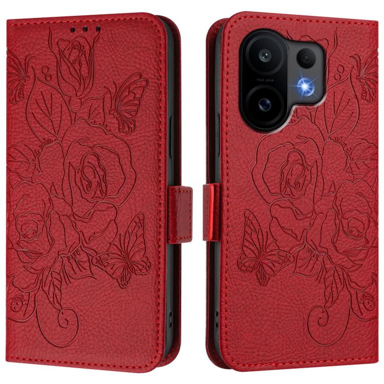 For vivo S30 Embossed Rose RFID Anti-theft Leather Phone Case