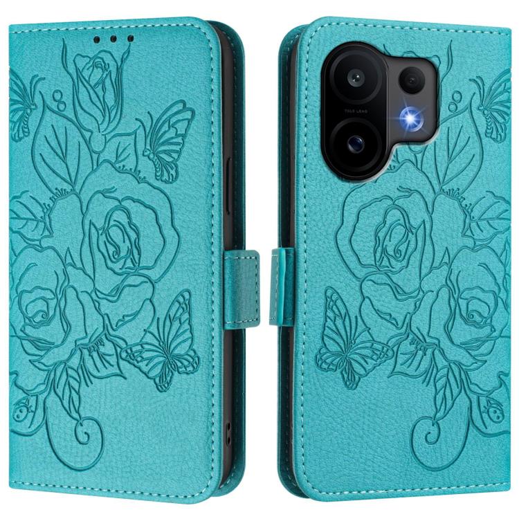 For vivo S30 Embossed Rose RFID Anti-theft Leather Phone Case