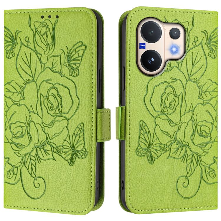 For vivo V60 5G Global Embossed Rose RFID Anti-theft Leather Phone Case