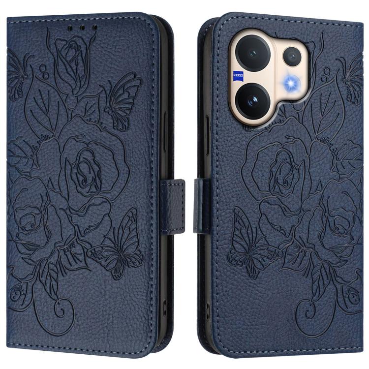 For vivo V60 5G Global Embossed Rose RFID Anti-theft Leather Phone Case