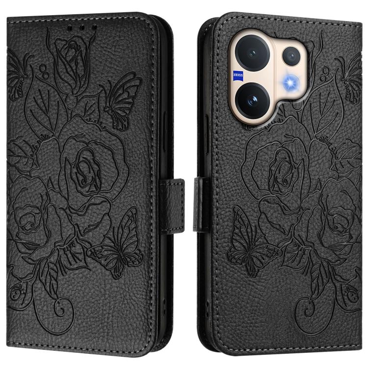 For vivo V60 5G Global Embossed Rose RFID Anti-theft Leather Phone Case