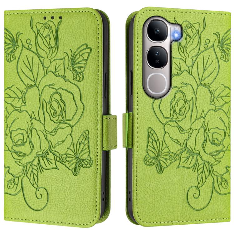 For vivo Y31 5G Global Embossed Rose RFID Anti-theft Leather Phone Case