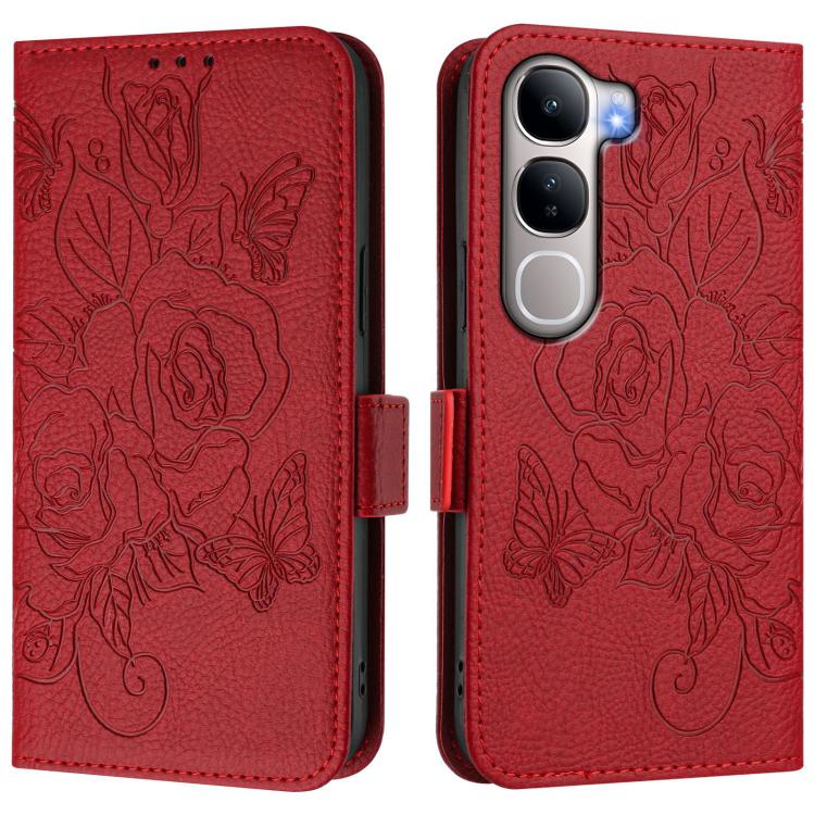 For vivo Y31 5G Global Embossed Rose RFID Anti-theft Leather Phone Case