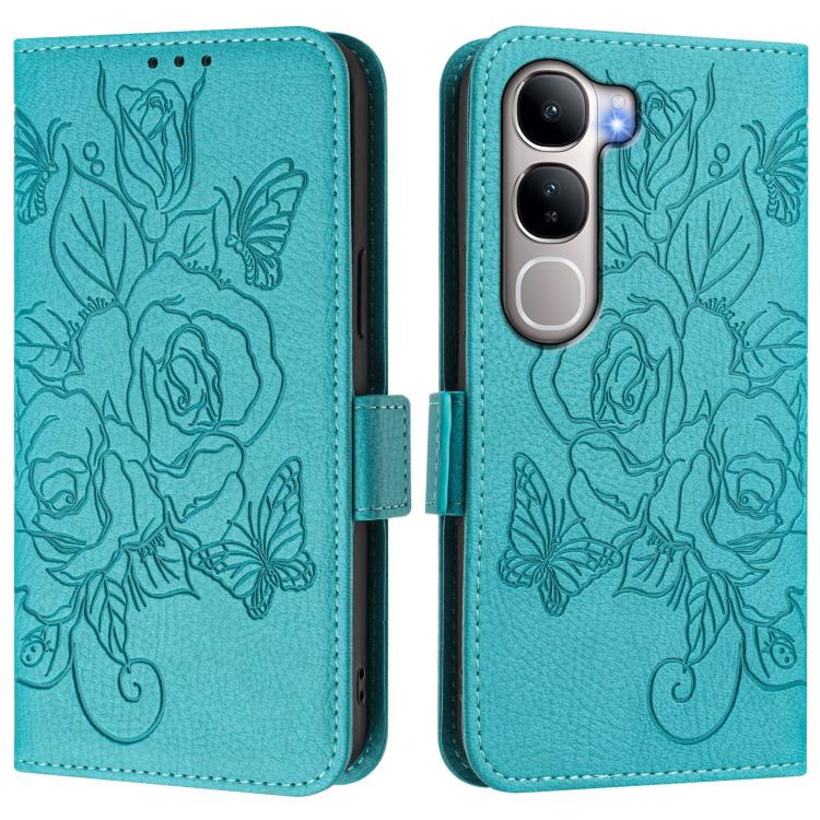 For vivo Y31 5G Global Embossed Rose RFID Anti-theft Leather Phone Case