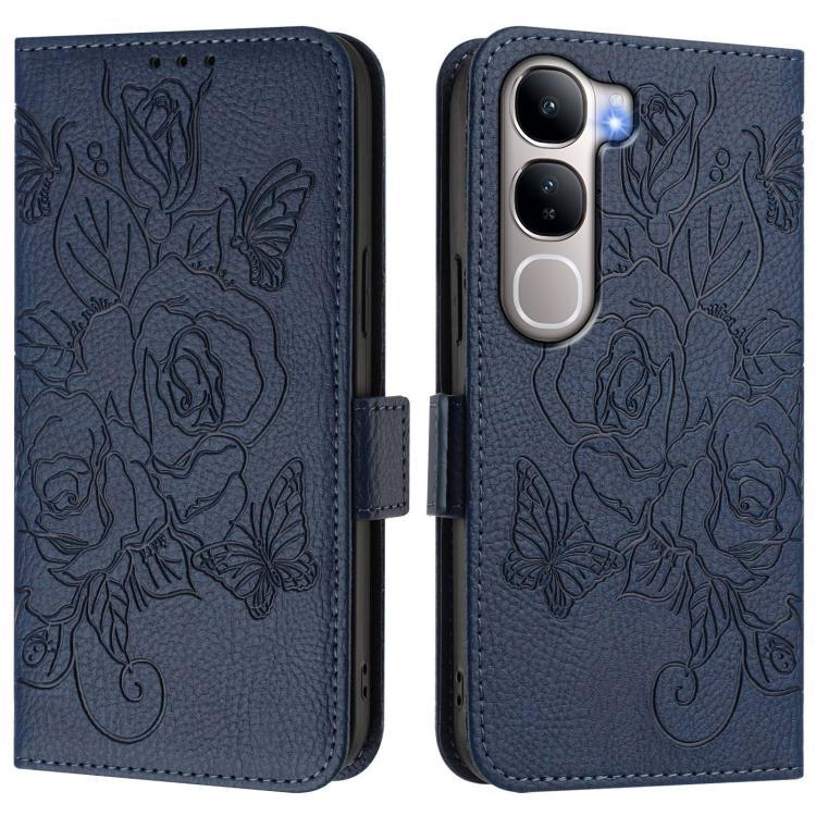 For vivo Y31 5G Global Embossed Rose RFID Anti-theft Leather Phone Case