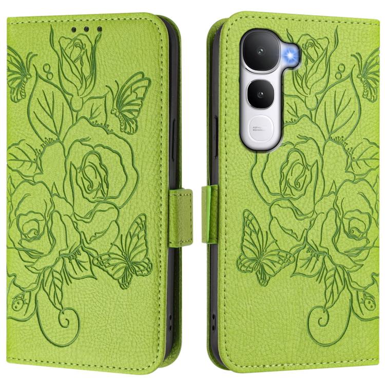 For vivo Y400 4G Embossed Rose RFID Anti-theft Leather Phone Case
