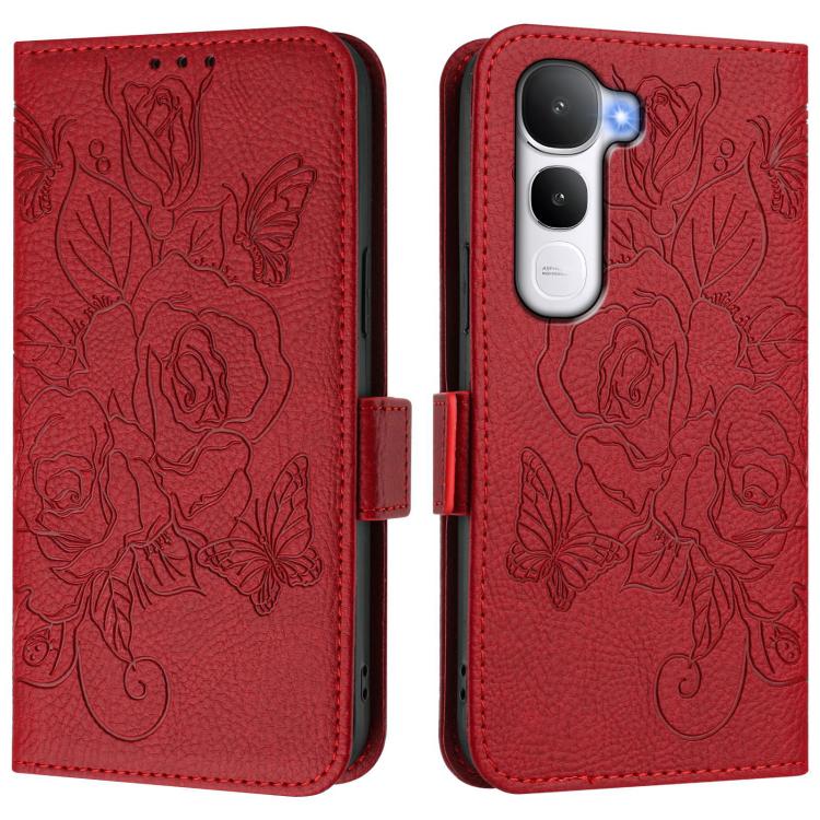 For vivo Y400 4G Embossed Rose RFID Anti-theft Leather Phone Case