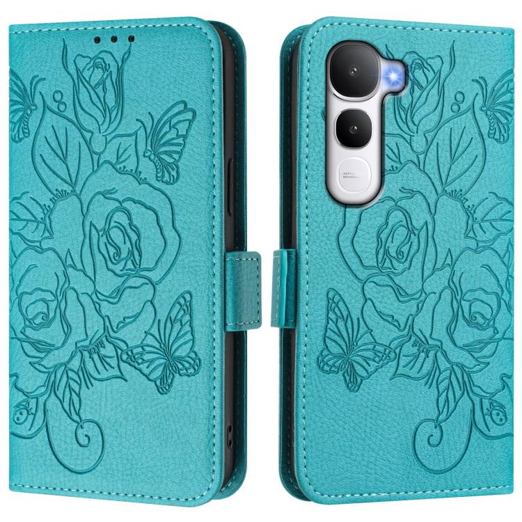 For vivo Y400 4G Embossed Rose RFID Anti-theft Leather Phone Case