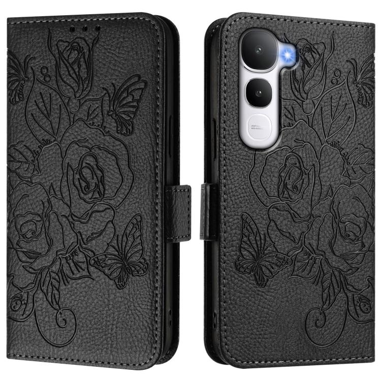 For vivo Y400 4G Embossed Rose RFID Anti-theft Leather Phone Case