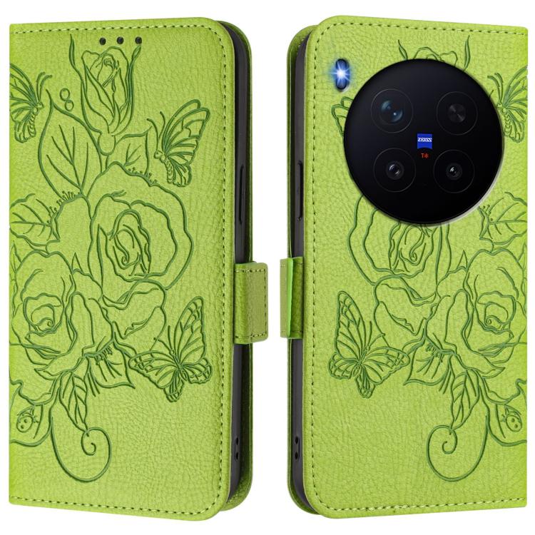 For vivo X300 5G Embossed Rose RFID Anti-theft Leather Phone Case