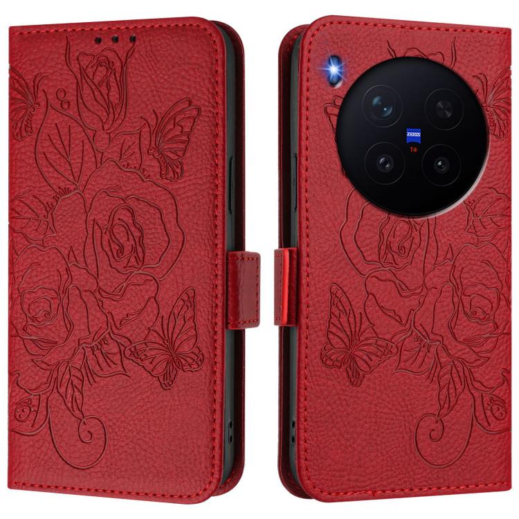 For vivo X300 5G Embossed Rose RFID Anti-theft Leather Phone Case