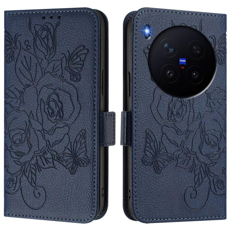 For vivo X300 5G Embossed Rose RFID Anti-theft Leather Phone Case