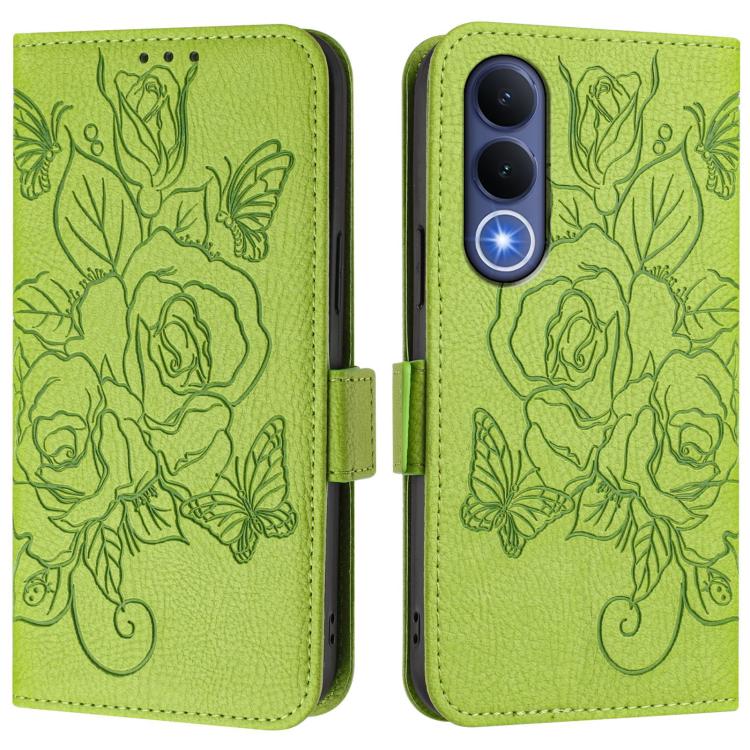 For vivo V70 FE 5G Embossed Rose RFID Anti-theft Leather Phone Case
