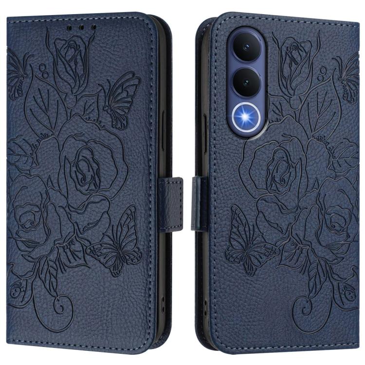 For vivo V70 FE 5G Embossed Rose RFID Anti-theft Leather Phone Case