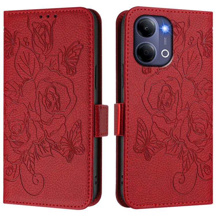 For vivo Y21 5G 2026 / vivo Y05 4G Embossed Rose RFID Anti-theft Leather Phone Case