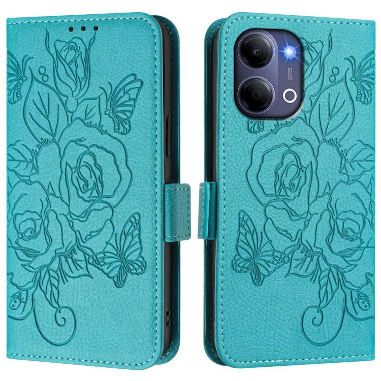 For vivo Y21 5G 2026 / vivo Y05 4G Embossed Rose RFID Anti-theft Leather Phone Case