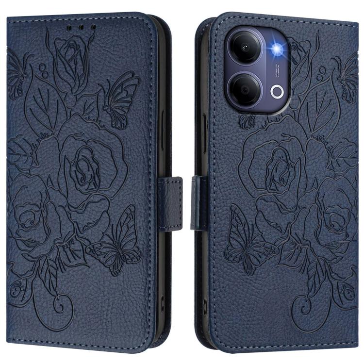 For vivo Y21 5G 2026 / vivo Y05 4G Embossed Rose RFID Anti-theft Leather Phone Case