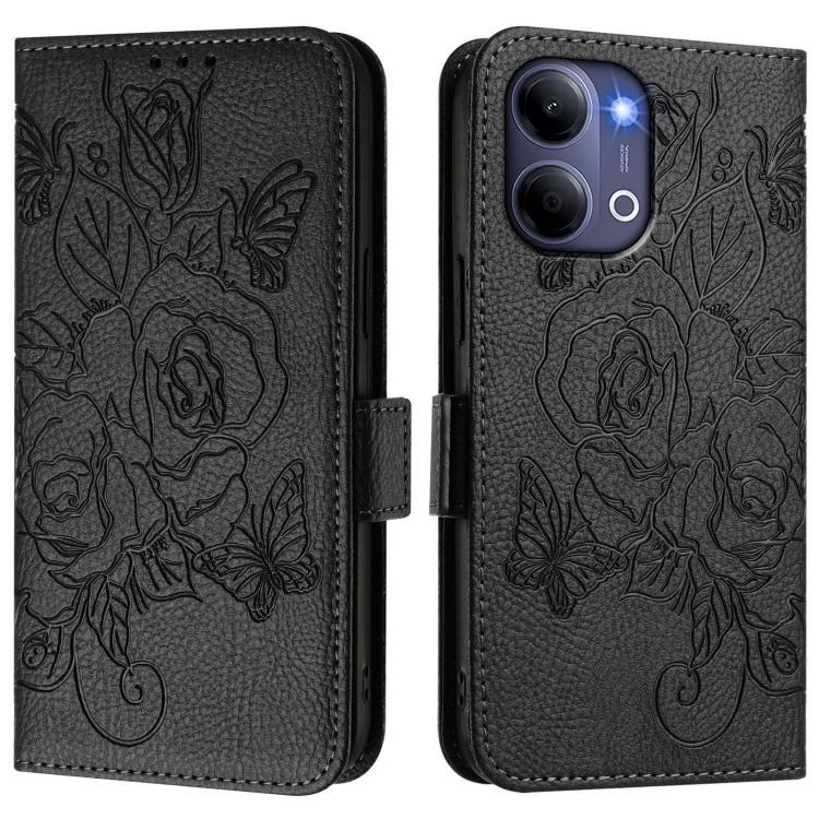 For vivo Y21 5G 2026 / vivo Y05 4G Embossed Rose RFID Anti-theft Leather Phone Case