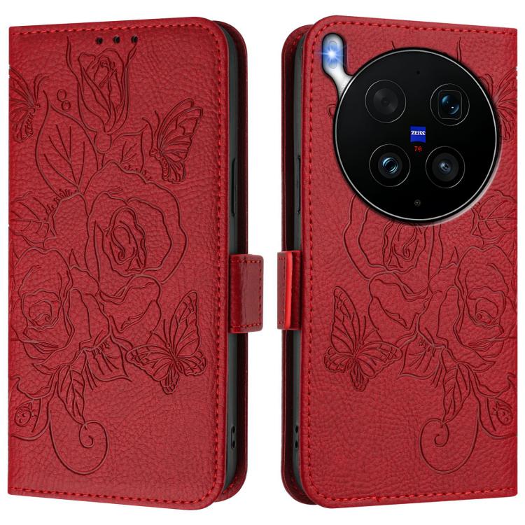 For vivo X300 Ultra Embossed Rose RFID Anti-theft Leather Phone Case