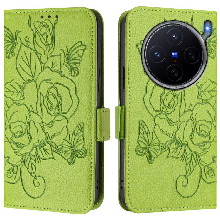 For vivo X300s Embossed Rose RFID Anti-theft Leather Phone Case