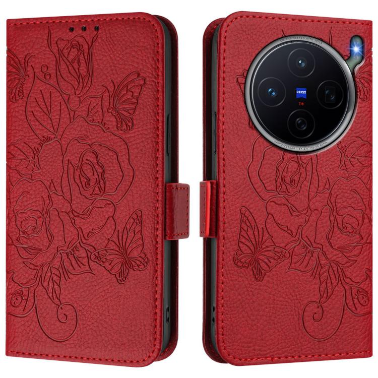 For vivo X300s Embossed Rose RFID Anti-theft Leather Phone Case