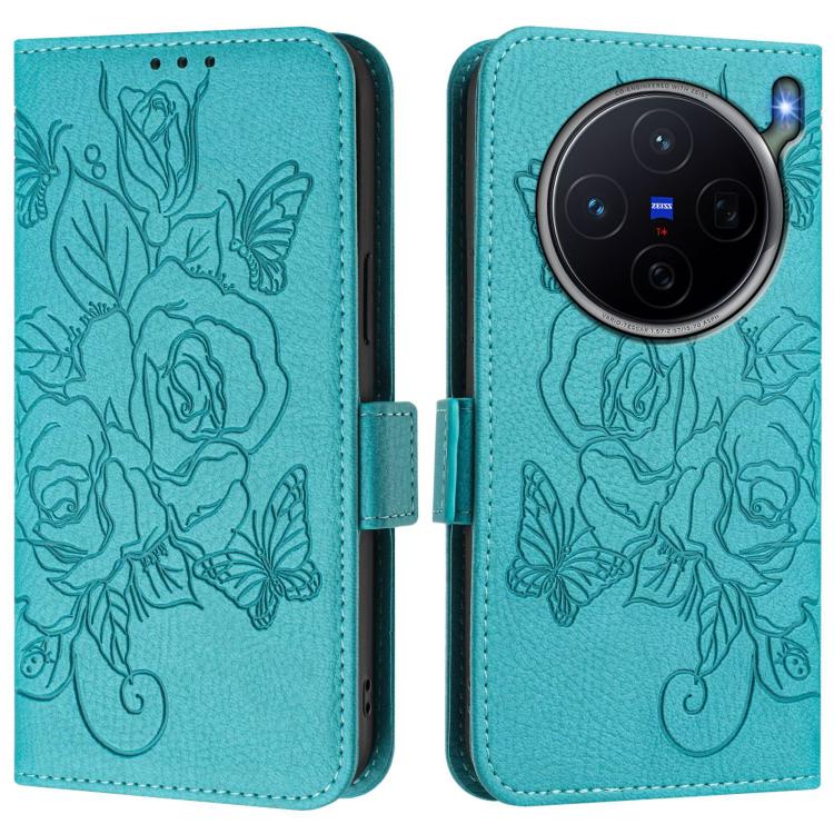 For vivo X300s Embossed Rose RFID Anti-theft Leather Phone Case