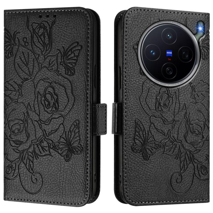 For vivo X300s Embossed Rose RFID Anti-theft Leather Phone Case