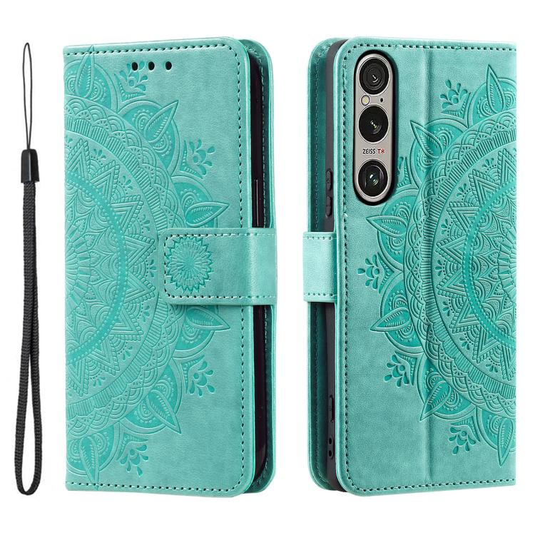 For Sony Xperia 1 VII Totem Flower Embossed Leather Phone Case with Lanyard