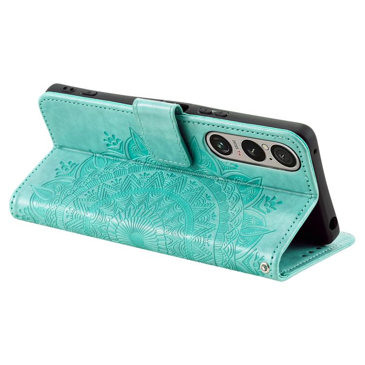 For Sony Xperia 1 VII Totem Flower Embossed Leather Phone Case with Lanyard