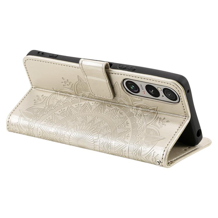 For Sony Xperia 1 VII Totem Flower Embossed Leather Phone Case with Lanyard
