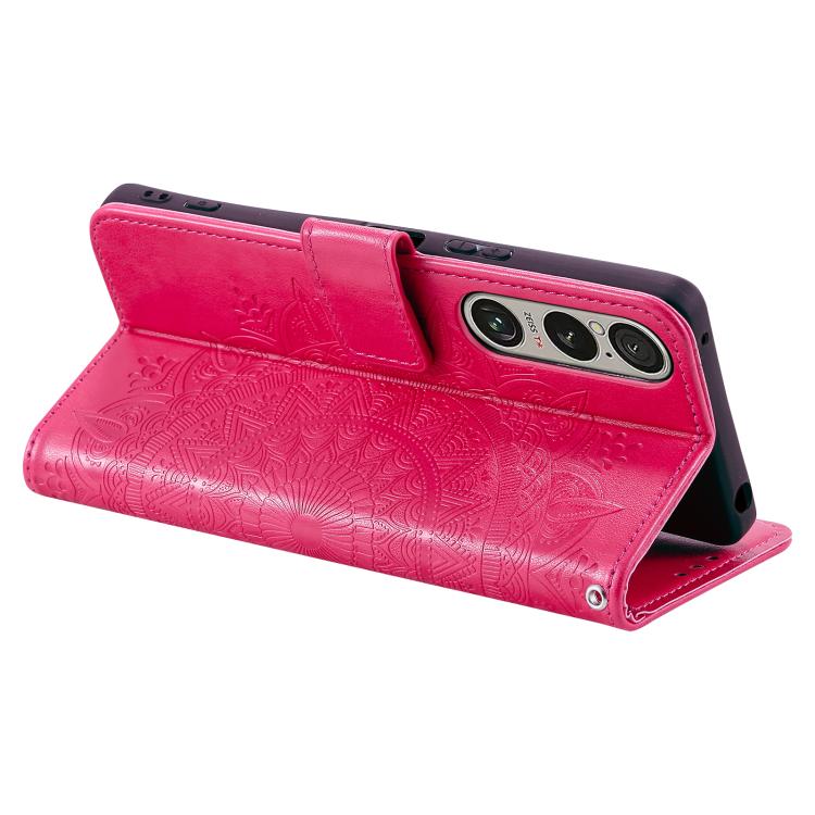 For Sony Xperia 1 VII Totem Flower Embossed Leather Phone Case with Lanyard