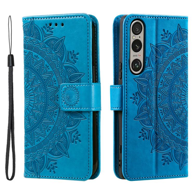 For Sony Xperia 1 VII Totem Flower Embossed Leather Phone Case with Lanyard