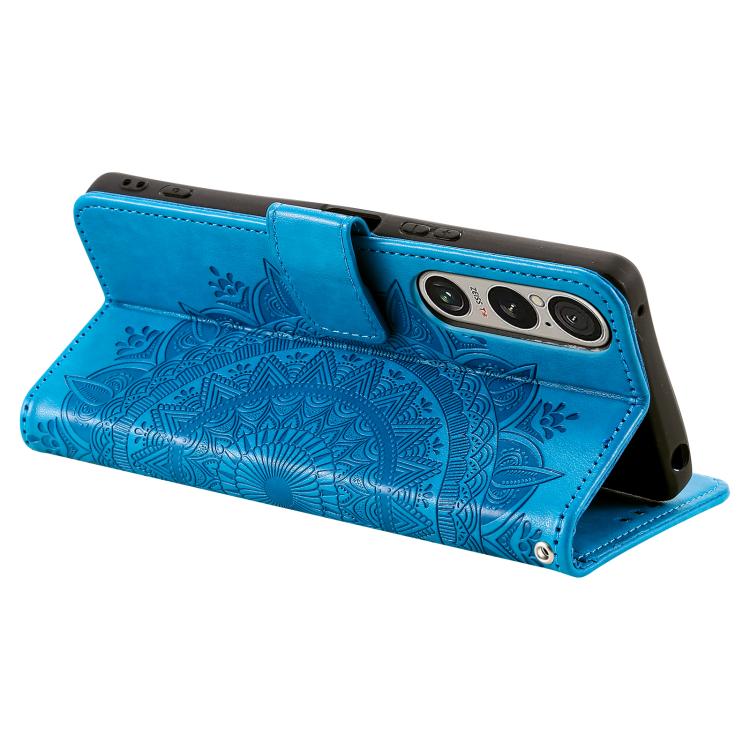 For Sony Xperia 1 VII Totem Flower Embossed Leather Phone Case with Lanyard