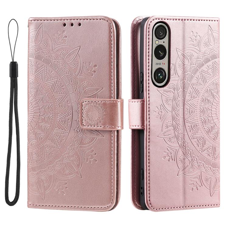 For Sony Xperia 1 VII Totem Flower Embossed Leather Phone Case with Lanyard