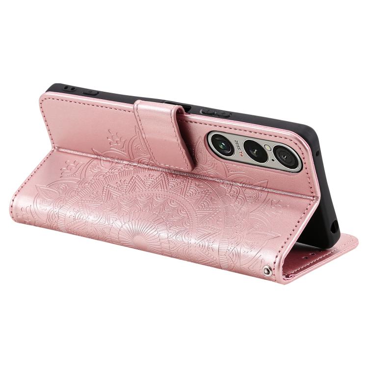 For Sony Xperia 1 VII Totem Flower Embossed Leather Phone Case with Lanyard
