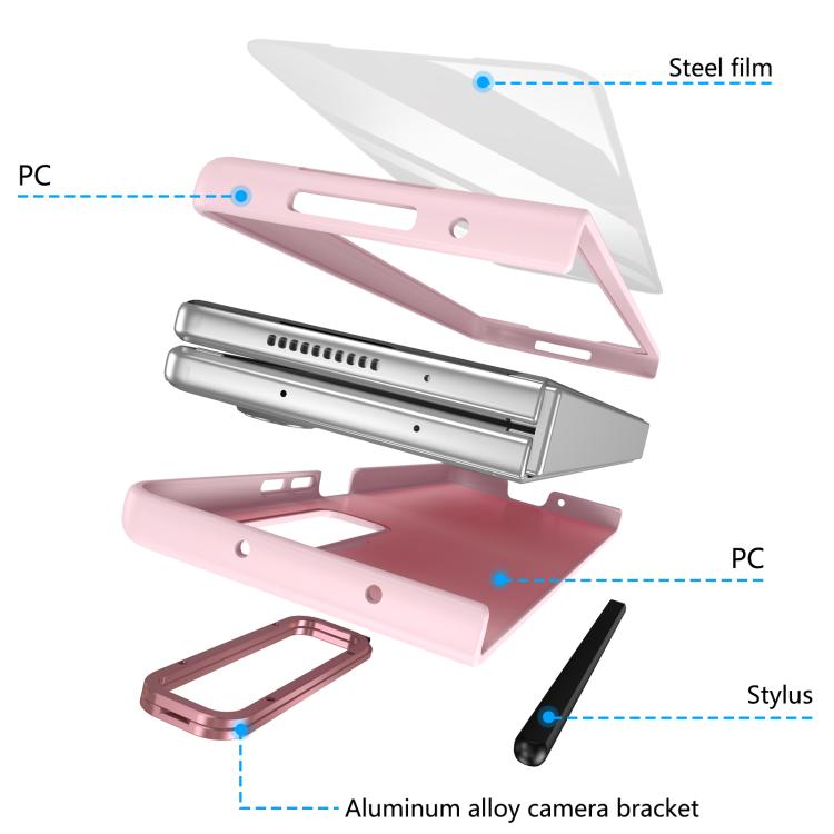 For Samsung Galaxy Z Fold3 5G Integrated Skin Feel Lens Folding Holder Pen Slot Shockproof Phone Case with Pen