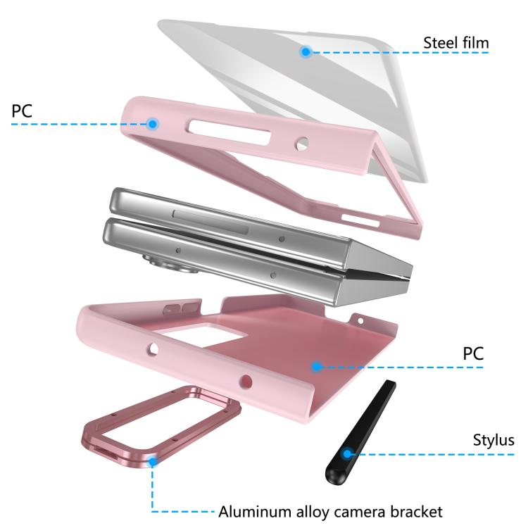 For Samsung Galaxy Z Fold4 5G Integrated Skin Feel Lens Folding Holder Pen Slot Shockproof Phone Case with Pen