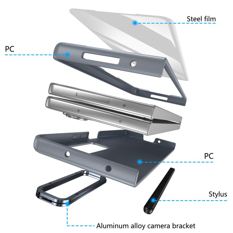 For Samsung Galaxy Z Fold4 5G Integrated Skin Feel Lens Folding Holder Pen Slot Shockproof Phone Case with Pen