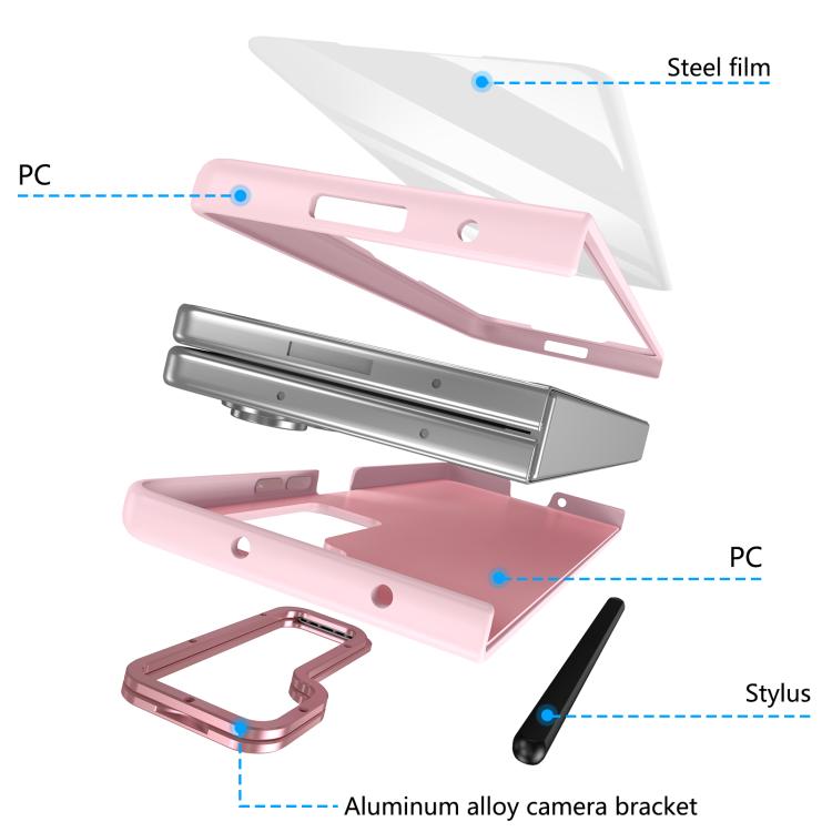 For Samsung Galaxy Z Fold5 5G Integrated Skin Feel Lens Folding Holder Pen Slot Shockproof Phone Case with Pen