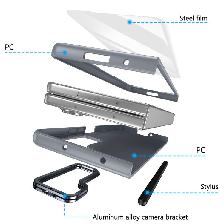 For Samsung Galaxy Z Fold5 5G Integrated Skin Feel Lens Folding Holder Pen Slot Shockproof Phone Case with Pen