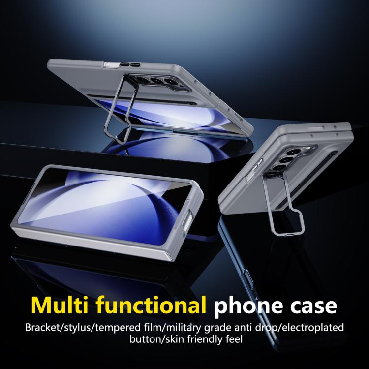 For Samsung Galaxy Z Fold5 5G Integrated Skin Feel Lens Folding Holder Pen Slot Shockproof Phone Case with Pen