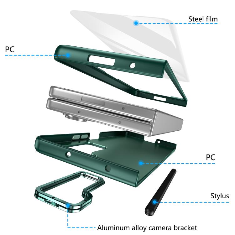 For Samsung Galaxy Z Fold5 5G Integrated Skin Feel Lens Folding Holder Pen Slot Shockproof Phone Case with Pen