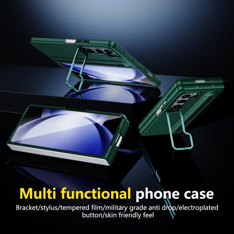 For Samsung Galaxy Z Fold5 5G Integrated Skin Feel Lens Folding Holder Pen Slot Shockproof Phone Case with Pen