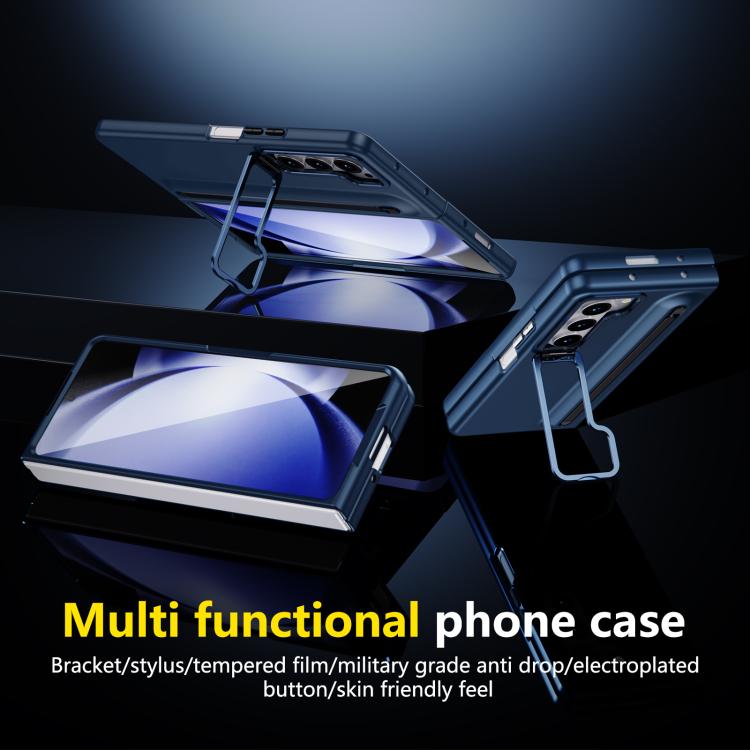 For Samsung Galaxy Z Fold5 5G Integrated Skin Feel Lens Folding Holder Pen Slot Shockproof Phone Case with Pen